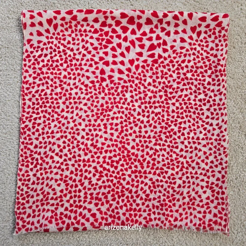100% Wool Oblong Scarf With Heart Design